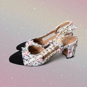 MIRA AZZURRA Multicolor Boucle Slingback Heels Size 7